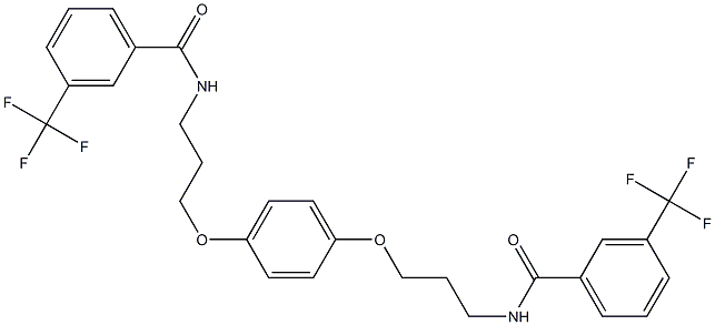 3-(trifluoromethyl)-N-{3-[4-(3-{[3-(trifluoromethyl)benzoyl]amino}propoxy)phenoxy]propyl}benzenecarboxamide Struktur