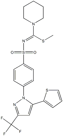 N1-[(methylthio)(piperidino)methylidene]-4-[5-(2-thienyl)-3-(trifluoromethyl)-1H-pyrazol-1-yl]benzene-1-sulfonamide Struktur