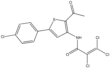 N1-[2-acetyl-5-(4-chlorophenyl)-3-thienyl]-2,3,3-trichloroacrylamide Struktur