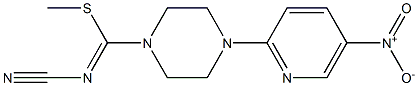 methyl N-cyano-4-(5-nitropyridin-2-yl)tetrahydropyrazine-1(2H)-carbimidothioate Struktur