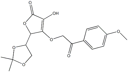 5-(2,2-dimethyl-1,3-dioxolan-4-yl)-3-hydroxy-4-[2-(4-methoxyphenyl)-2-oxoethoxy]-2(5H)-furanone Struktur