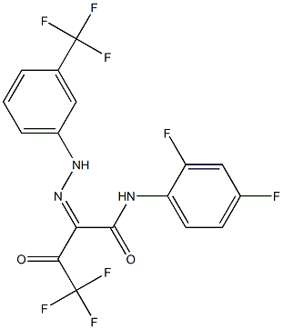 N-(2,4-difluorophenyl)-4,4,4-trifluoro-3-oxo-2-{(Z)-2-[3-(trifluoromethyl)phenyl]hydrazono}butanamide Struktur