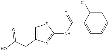 2-{2-[(2-chlorobenzoyl)amino]-1,3-thiazol-4-yl}acetic acid Struktur