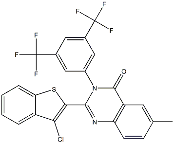 2-(3-chlorobenzo[b]thiophen-2-yl)-3-[3,5-di(trifluoromethyl)phenyl]-6-methyl-3,4-dihydroquinazolin-4-one Struktur