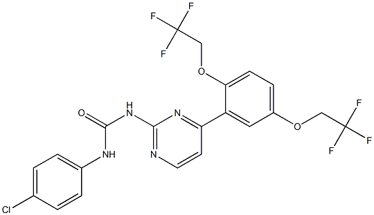 N-(4-chlorophenyl)-N'-{4-[2,5-di(2,2,2-trifluoroethoxy)phenyl]pyrimidin-2-yl}urea Struktur