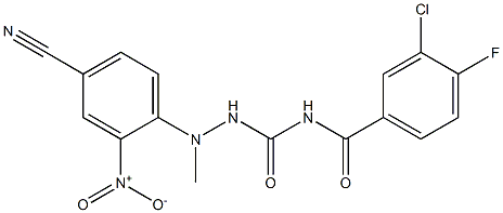 N1-(3-chloro-4-fluorobenzoyl)-2-(4-cyano-2-nitrophenyl)-2-methylhydrazine-1-carboxamide Struktur