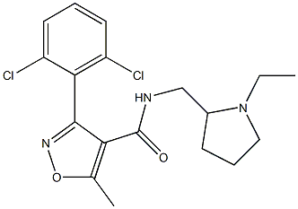 N4-[(1-ethyltetrahydro-1H-pyrrol-2-yl)methyl]-3-(2,6-dichlorophenyl)-5-methylisoxazole-4-carboxamide Struktur