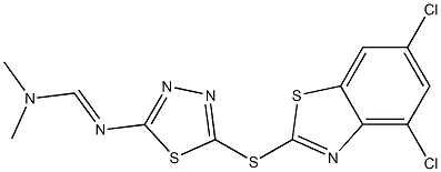 N'-{5-[(4,6-dichloro-1,3-benzothiazol-2-yl)thio]-1,3,4-thiadiazol-2-yl}-N,N-dimethyliminoformamide Struktur