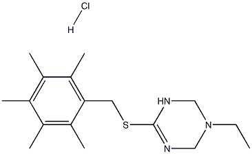 3-ethyl-6-[(2,3,4,5,6-pentamethylbenzyl)thio]-1,2,3,4-tetrahydro-1,3,5-triazine hydrochloride Struktur