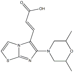 (2E)-3-[6-(2,6-dimethylmorpholin-4-yl)imidazo[2,1-b][1,3]thiazol-5-yl]acrylic acid Struktur