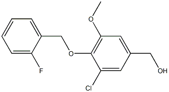 {3-chloro-4-[(2-fluorophenyl)methoxy]-5-methoxyphenyl}methanol Struktur