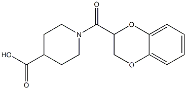 1-(2,3-dihydro-1,4-benzodioxin-2-ylcarbonyl)piperidine-4-carboxylic acid Struktur