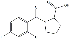 1-(2-chloro-4-fluorobenzoyl)pyrrolidine-2-carboxylic acid Struktur