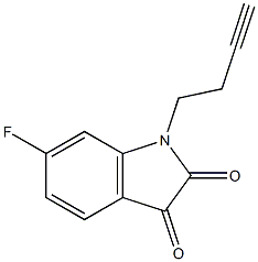 1-(but-3-yn-1-yl)-6-fluoro-2,3-dihydro-1H-indole-2,3-dione Struktur