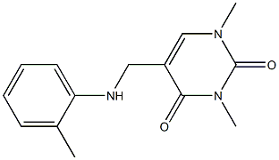 1,3-dimethyl-5-{[(2-methylphenyl)amino]methyl}-1,2,3,4-tetrahydropyrimidine-2,4-dione Struktur