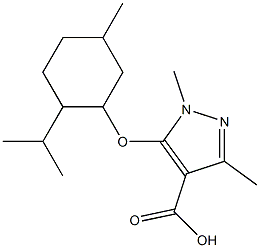 1,3-dimethyl-5-{[5-methyl-2-(propan-2-yl)cyclohexyl]oxy}-1H-pyrazole-4-carboxylic acid Struktur