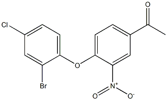 1-[4-(2-bromo-4-chlorophenoxy)-3-nitrophenyl]ethan-1-one Struktur