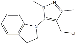 1-[4-(chloromethyl)-1,3-dimethyl-1H-pyrazol-5-yl]-2,3-dihydro-1H-indole Struktur