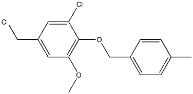 1-chloro-5-(chloromethyl)-3-methoxy-2-[(4-methylphenyl)methoxy]benzene Struktur