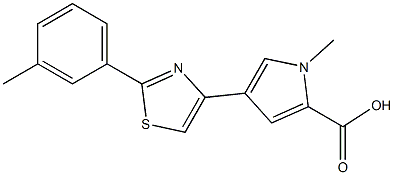 1-methyl-4-[2-(3-methylphenyl)-1,3-thiazol-4-yl]-1H-pyrrole-2-carboxylic acid Struktur