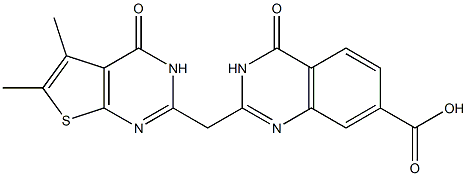 2-({5,6-dimethyl-4-oxo-3H,4H-thieno[2,3-d]pyrimidin-2-yl}methyl)-4-oxo-3,4-dihydroquinazoline-7-carboxylic acid Struktur