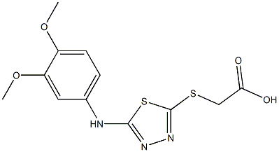 2-({5-[(3,4-dimethoxyphenyl)amino]-1,3,4-thiadiazol-2-yl}sulfanyl)acetic acid Struktur