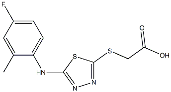 2-({5-[(4-fluoro-2-methylphenyl)amino]-1,3,4-thiadiazol-2-yl}sulfanyl)acetic acid Struktur