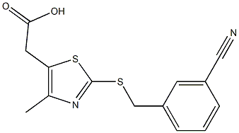 2-(2-{[(3-cyanophenyl)methyl]sulfanyl}-4-methyl-1,3-thiazol-5-yl)acetic acid Struktur