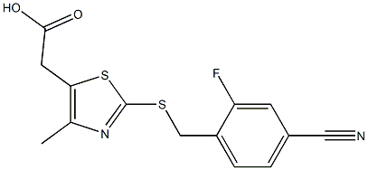 2-(2-{[(4-cyano-2-fluorophenyl)methyl]sulfanyl}-4-methyl-1,3-thiazol-5-yl)acetic acid Struktur