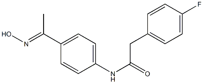 2-(4-fluorophenyl)-N-{4-[(1E)-N-hydroxyethanimidoyl]phenyl}acetamide Struktur