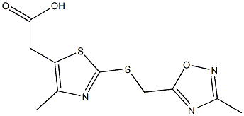 2-(4-methyl-2-{[(3-methyl-1,2,4-oxadiazol-5-yl)methyl]sulfanyl}-1,3-thiazol-5-yl)acetic acid Struktur