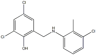 2,4-dichloro-6-{[(3-chloro-2-methylphenyl)amino]methyl}phenol Struktur