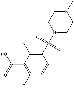 2,6-difluoro-3-[(4-methylpiperazine-1-)sulfonyl]benzoic acid Struktur