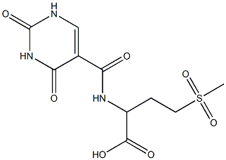 2-[(2,4-dioxo-1,2,3,4-tetrahydropyrimidin-5-yl)formamido]-4-methanesulfonylbutanoic acid Struktur