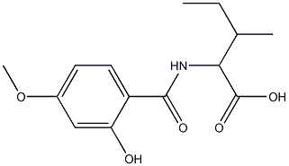 2-[(2-hydroxy-4-methoxybenzoyl)amino]-3-methylpentanoic acid Struktur