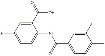 2-[(3,4-dimethylbenzene)amido]-5-fluorobenzoic acid Struktur