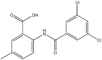 2-[(3,5-dichlorobenzene)amido]-5-methylbenzoic acid Struktur