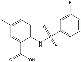 2-[(3-fluorobenzene)sulfonamido]-5-methylbenzoic acid Struktur