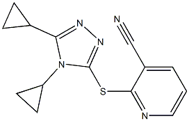 2-[(4,5-dicyclopropyl-4H-1,2,4-triazol-3-yl)sulfanyl]pyridine-3-carbonitrile Struktur