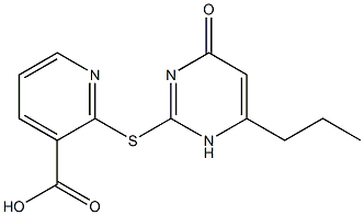 2-[(4-oxo-6-propyl-1,4-dihydropyrimidin-2-yl)sulfanyl]pyridine-3-carboxylic acid Struktur