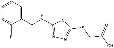 2-[(5-{[(2-fluorophenyl)methyl]amino}-1,3,4-thiadiazol-2-yl)sulfanyl]acetic acid Struktur