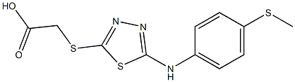 2-[(5-{[4-(methylsulfanyl)phenyl]amino}-1,3,4-thiadiazol-2-yl)sulfanyl]acetic acid Struktur