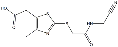 2-[2-({[(cyanomethyl)carbamoyl]methyl}sulfanyl)-4-methyl-1,3-thiazol-5-yl]acetic acid Struktur