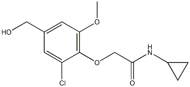 2-[2-chloro-4-(hydroxymethyl)-6-methoxyphenoxy]-N-cyclopropylacetamide Struktur