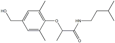 2-[4-(hydroxymethyl)-2,6-dimethylphenoxy]-N-(3-methylbutyl)propanamide Struktur