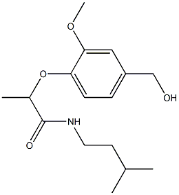 2-[4-(hydroxymethyl)-2-methoxyphenoxy]-N-(3-methylbutyl)propanamide Struktur