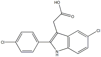 2-[5-chloro-2-(4-chlorophenyl)-1H-indol-3-yl]acetic acid Struktur