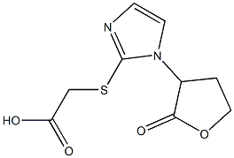 2-{[1-(2-oxooxolan-3-yl)-1H-imidazol-2-yl]sulfanyl}acetic acid Struktur