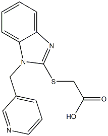 2-{[1-(pyridin-3-ylmethyl)-1H-1,3-benzodiazol-2-yl]sulfanyl}acetic acid Struktur