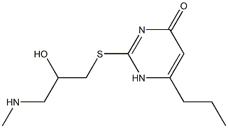 2-{[2-hydroxy-3-(methylamino)propyl]sulfanyl}-6-propyl-1,4-dihydropyrimidin-4-one Struktur